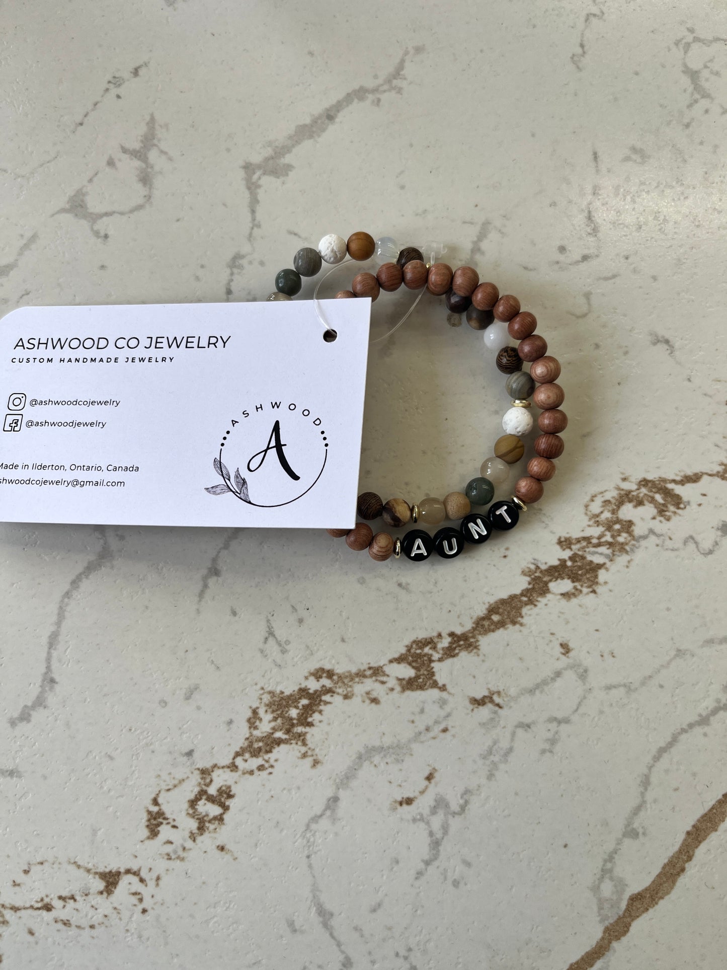 ASHWOOD JEWELRY ~ Wooden & Marble Spotty 2 Pack Bracelet Set