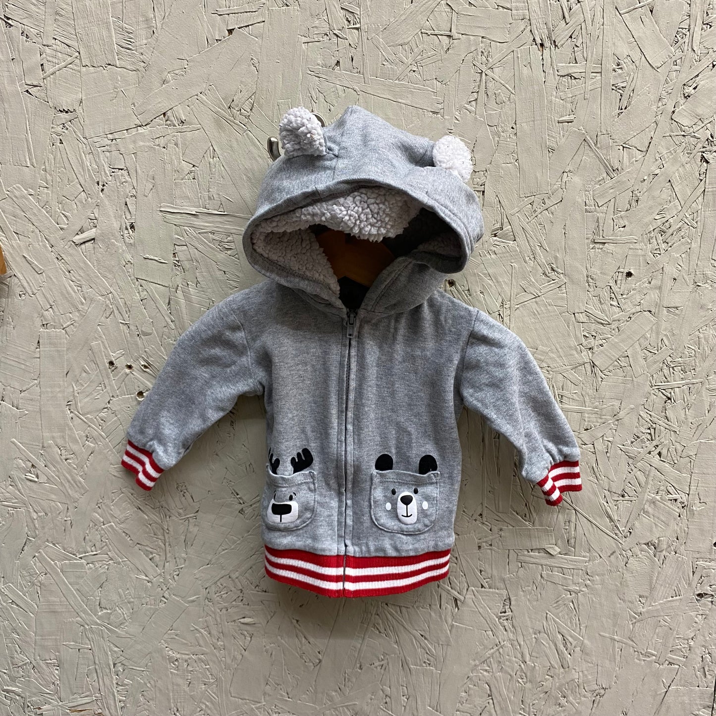 EUC Canadiana 3-6M grey zip hoodie