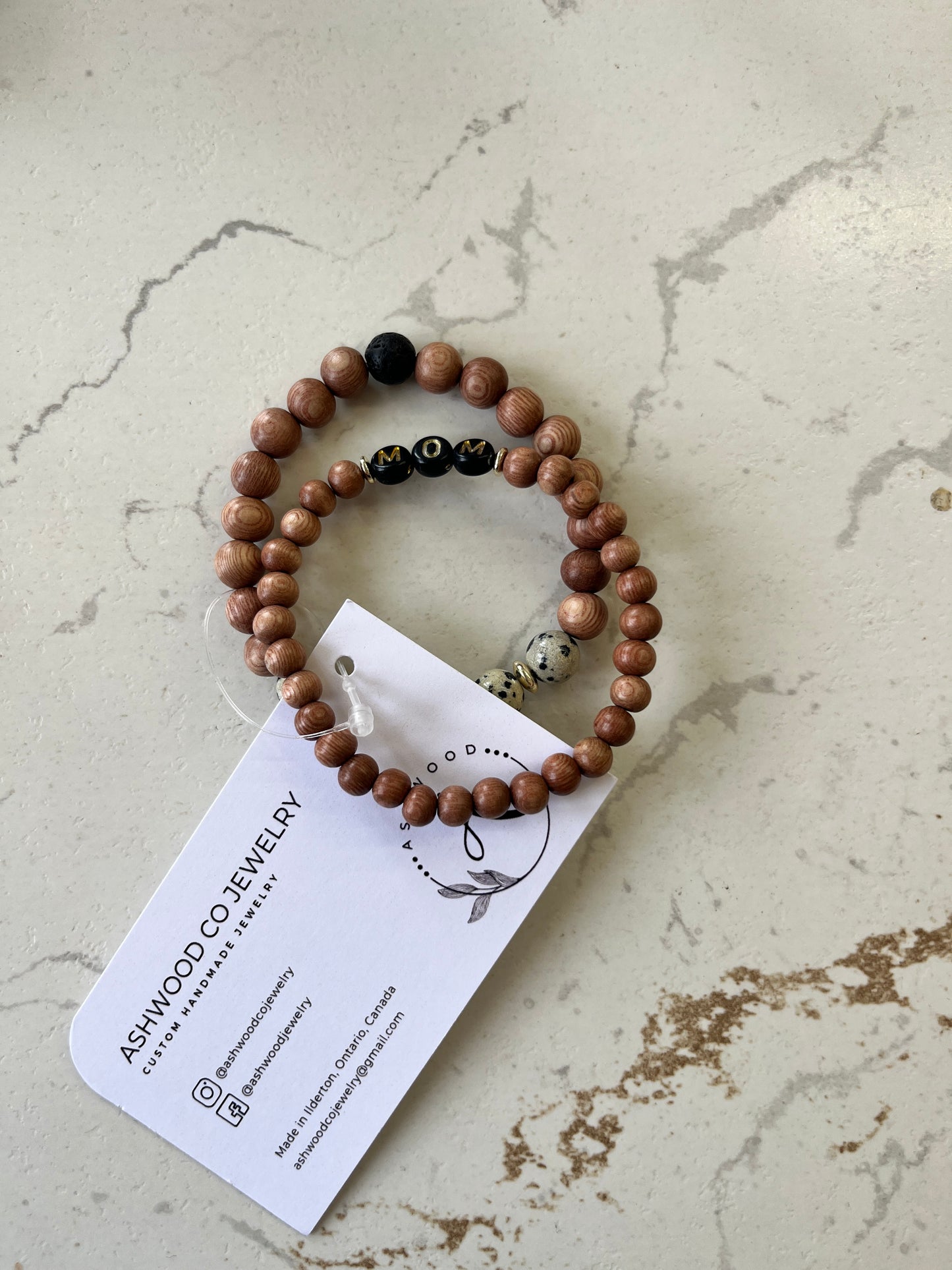 ASHWOOD JEWELRY ~ Wooden & Marble Spotty 2 Pack Bracelet Set
