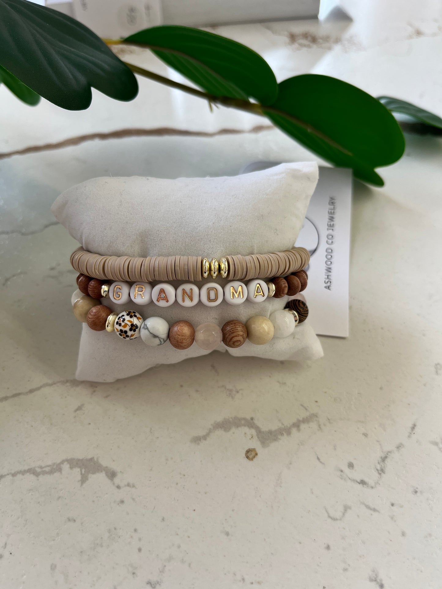 ASHWOOD JEWELRY ~ Tan & Wooden 3 Pack Bracelet Set