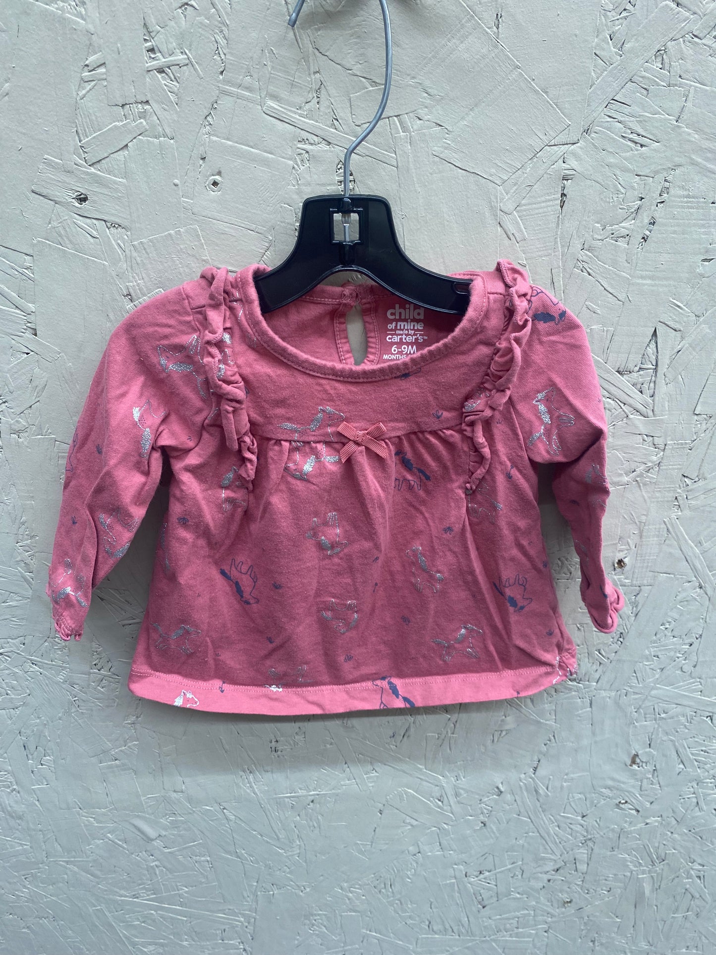 EUC Carters 6-9m pink LS unicorn shirt