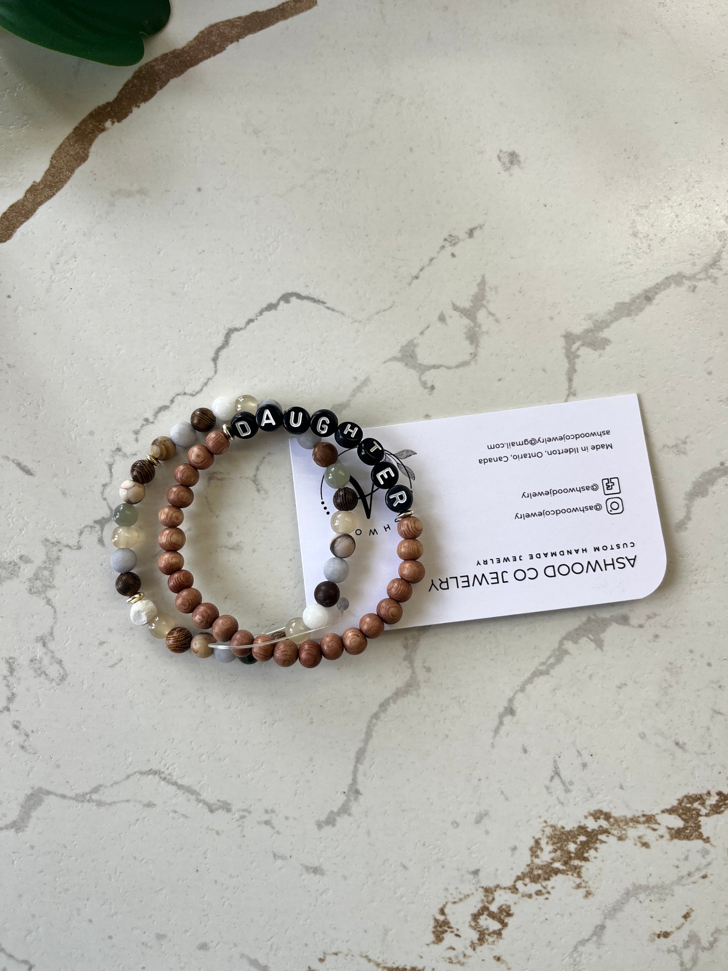 ASHWOOD JEWELRY ~ Wooden & Marble Spotty 2 Pack Bracelet Set