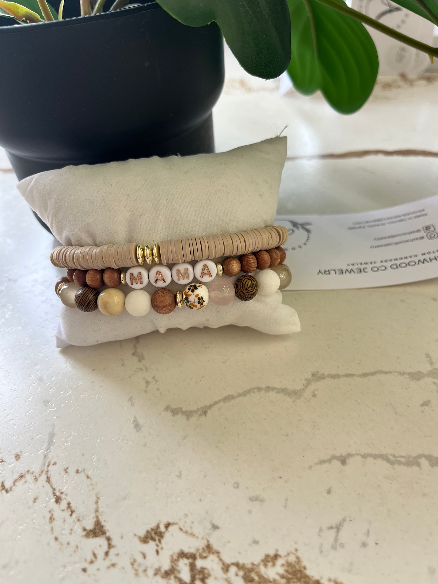 ASHWOOD JEWELRY ~ Tan & Wooden 3 Pack Bracelet Set