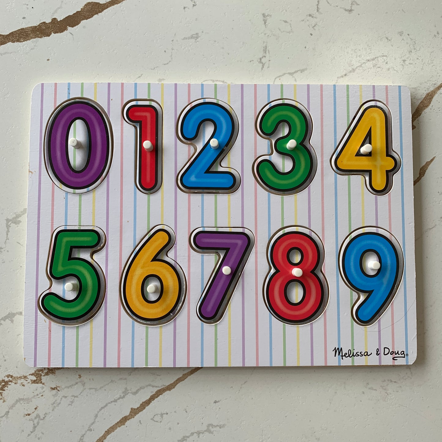 EUC Melissa & Doug Wood 0-9 Number Peg Puzzle