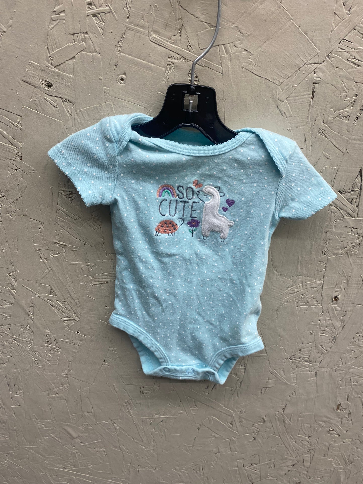 EUC carters 0-3m light blue SS onesie