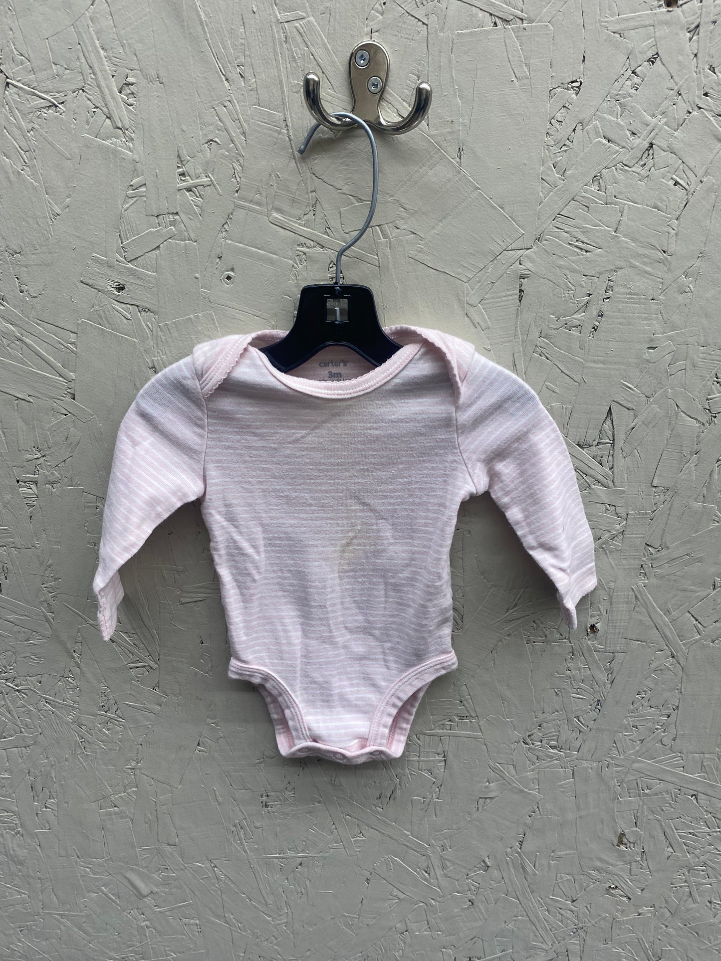 GUC (stain)carters 3m pink striped LS onesie