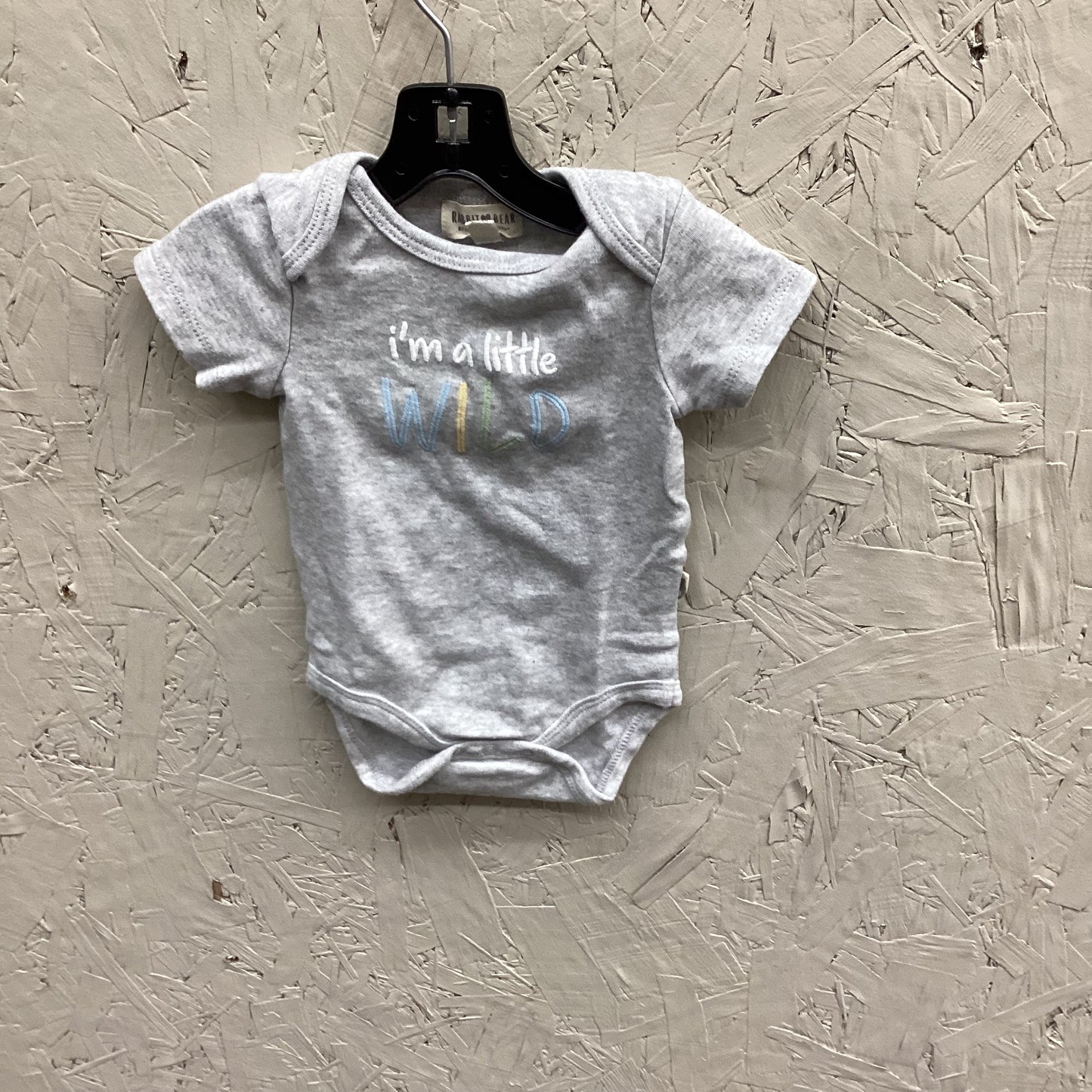 EUC rabbit + bear 3-6M grey SS onesie