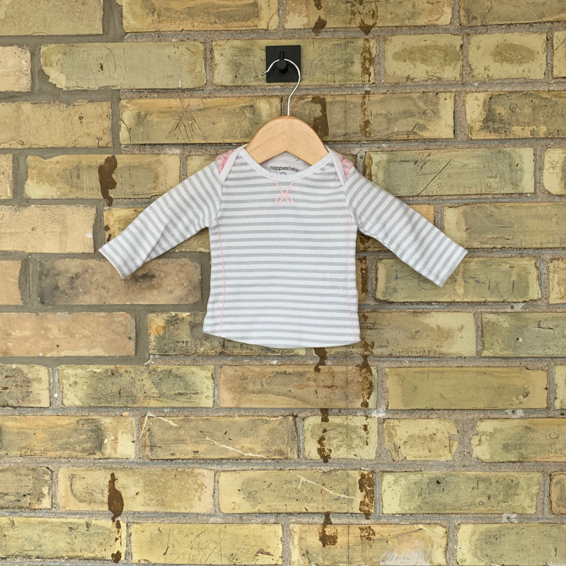 Noppies 56 (1 M) White-Grey Stripe Long Sleeve T-shirt
