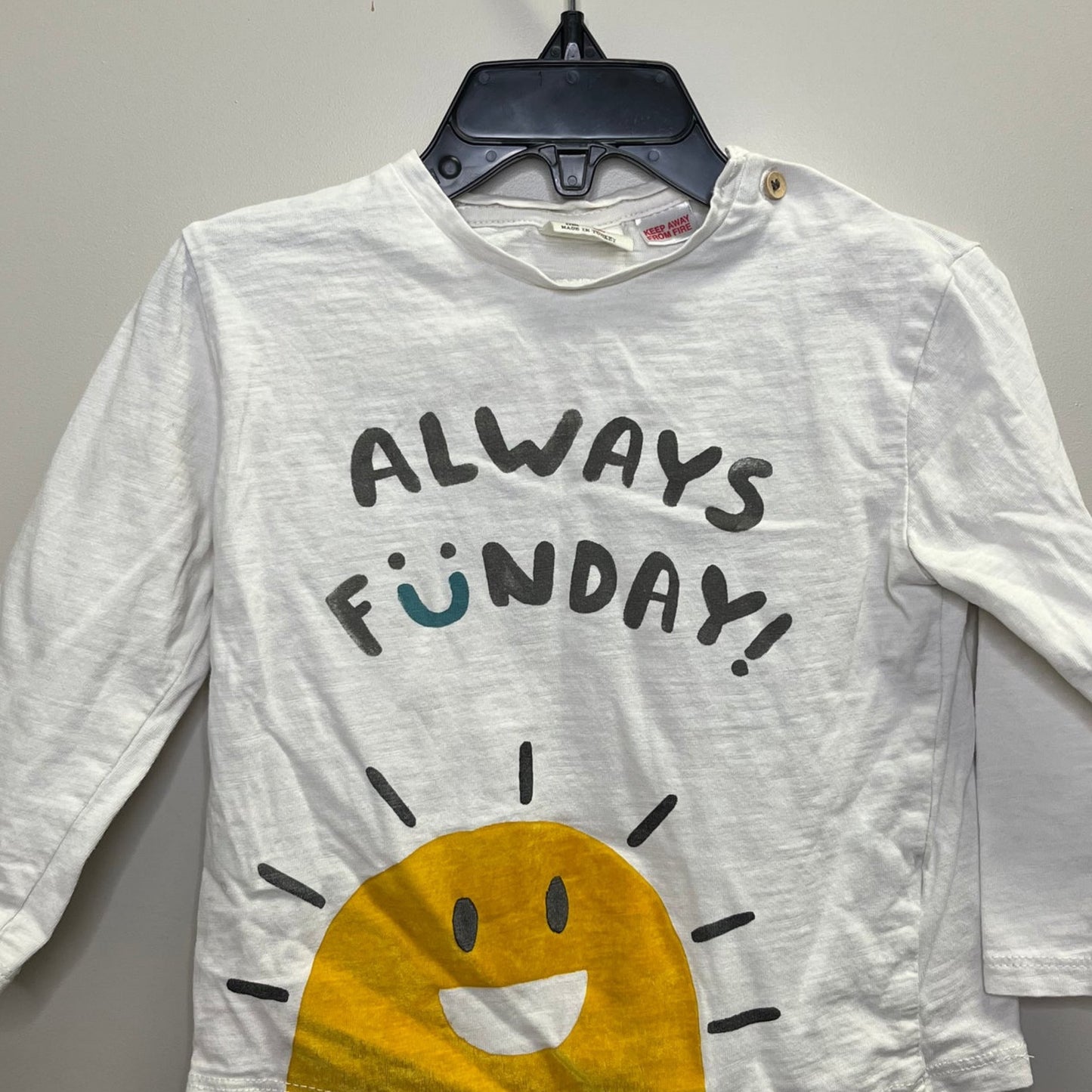 Zara 12-18m White “Always Fun Day” LS T-Shirt