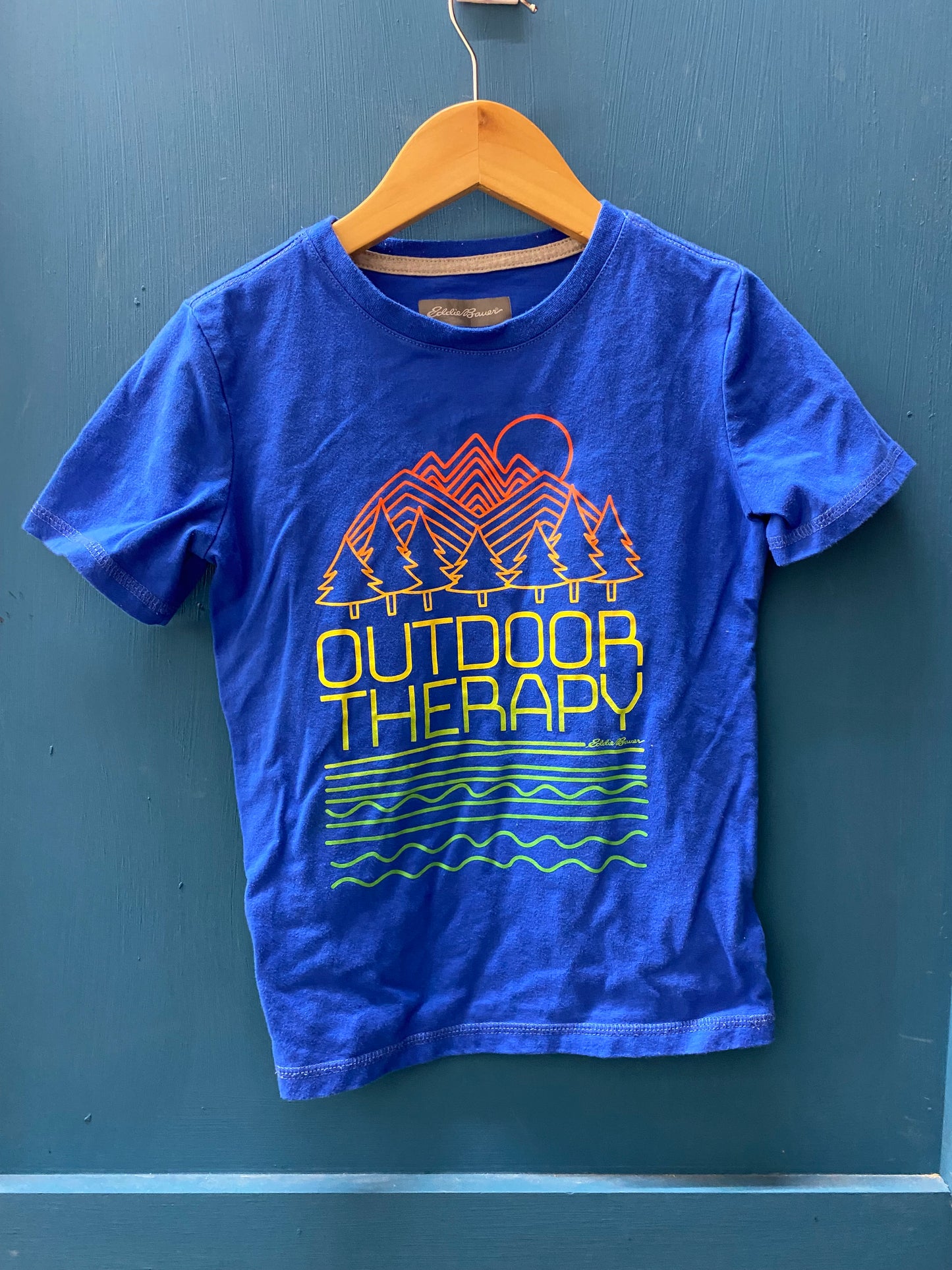 EUC Eddie Bauer S(6) Blue “outdoor” therapy T-Shirt