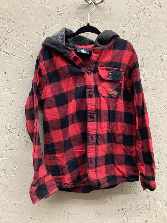 EUC RipZone 8Y Buffalo Plaid Hooded Button Up