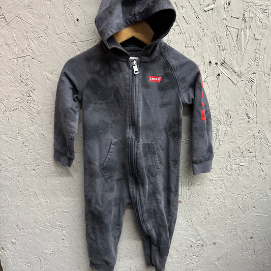 EUC Levi’s 24M Grey Hooded/Zip Bunting