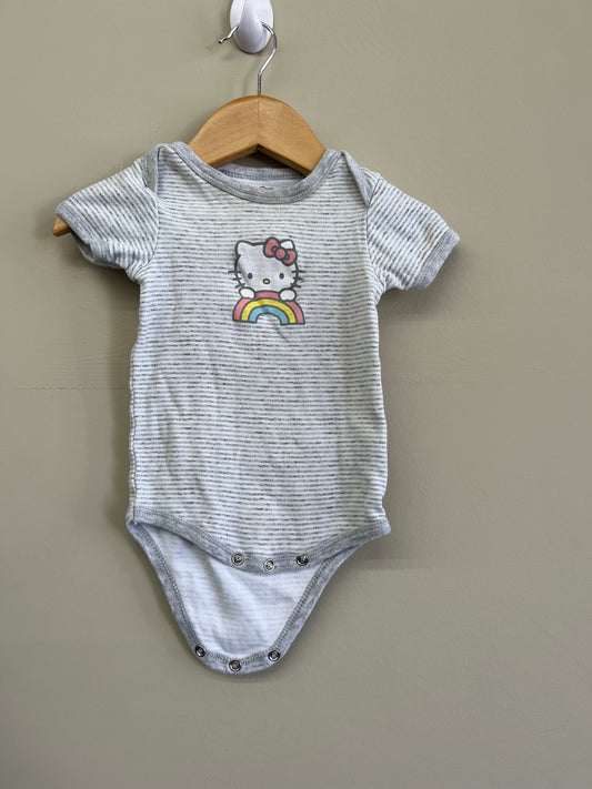 EUC Hello Kitty 9M Grey Stripe Rainbow Onesie