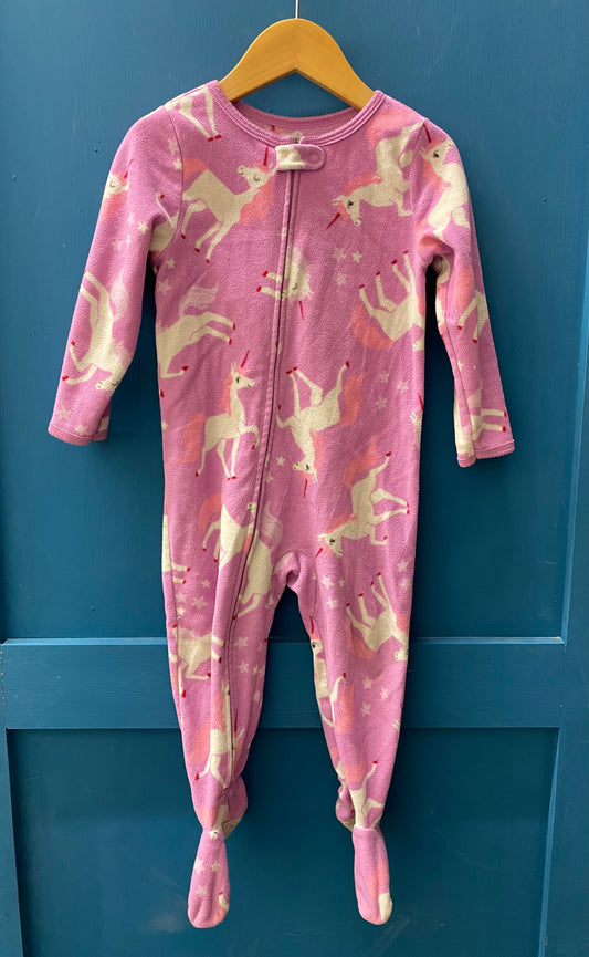 EUC Carters 2T Pink Unicorn Fleece Zip Sleeper