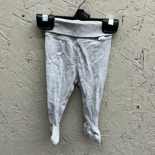 EUC H&M 1-2M Grey & White Stripe Pants with Feet