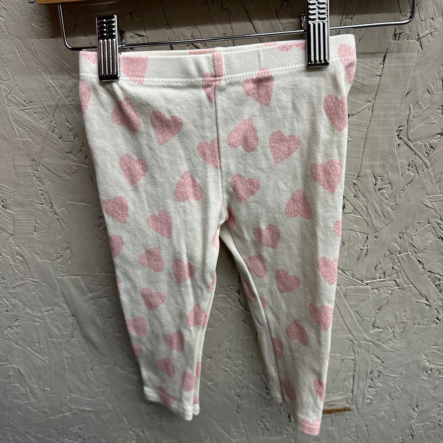 EUC Pekkle 18M Cream/Pink Heart Leggings