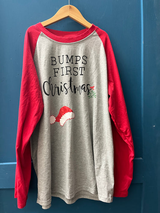 EUC Shein Lg Red & Grey “Bumps First Christmas” T-Shirt