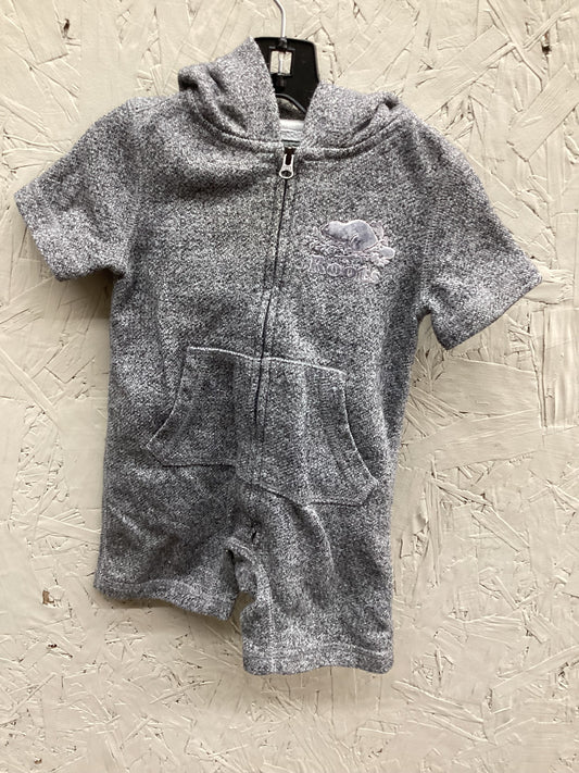 EUC Roots 3-6M Grey Zip Up SS Short Romper