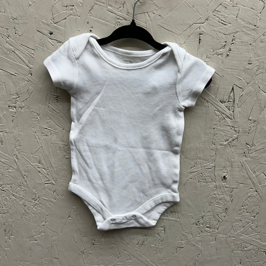 EUC George 0-3M White SS Onesie