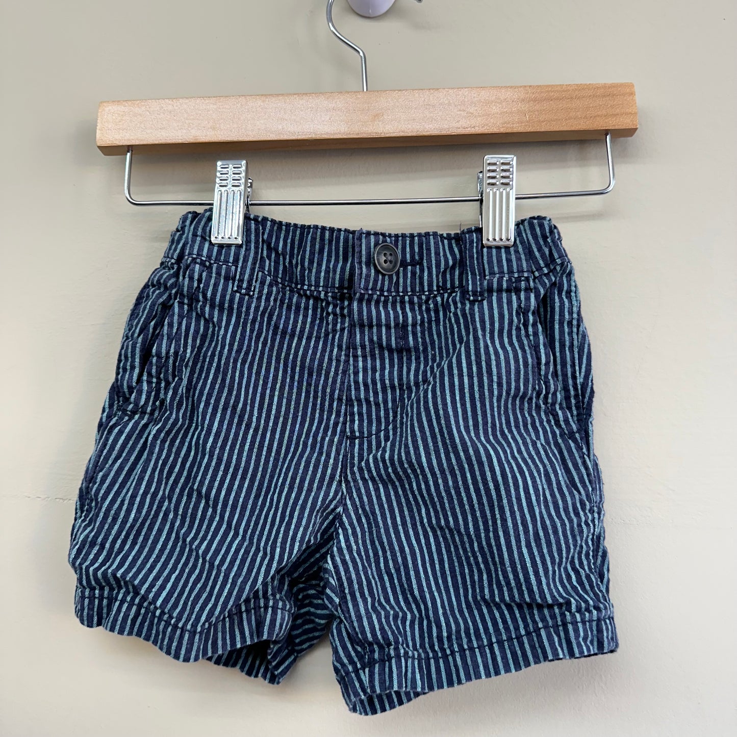 EUC Children’s Place 12-18M Navy & Teal Stipe Shorts