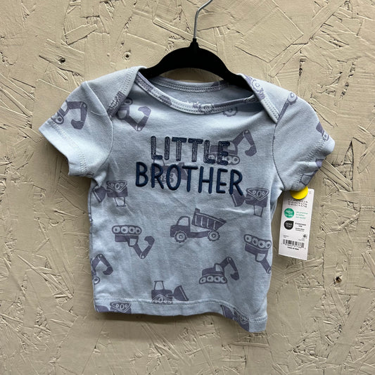 NWT Carters 0-3M Blue “Little Brother” Construction SS T-Shirt