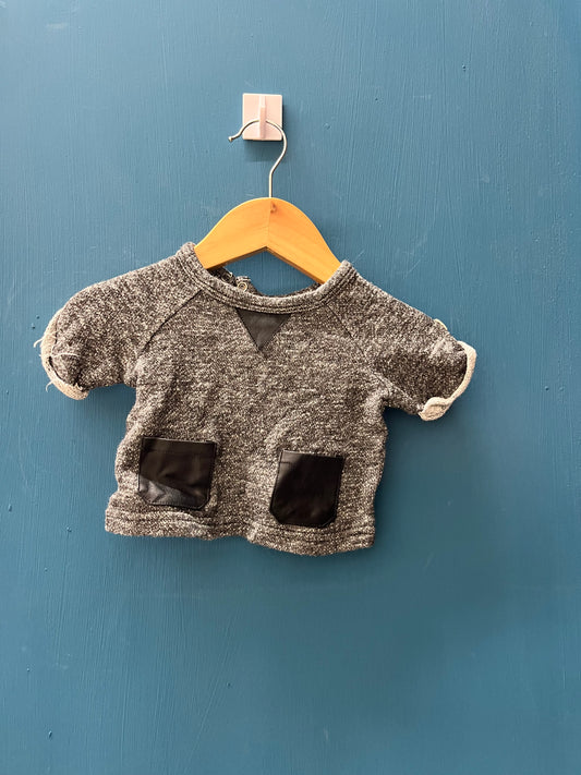 EUC 7 for All Kind 6-9M Black Heather SS Sweatshirt