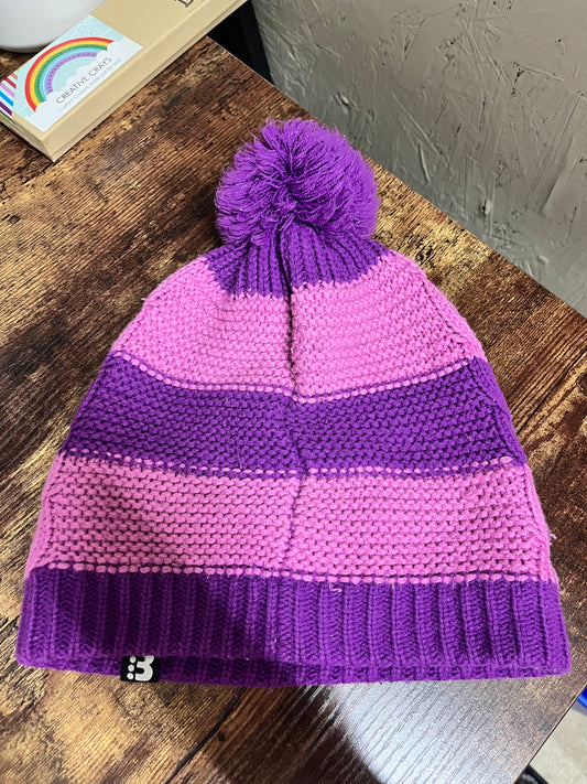 EUC Bench o/s Purple Stripe Pom Pom Winter Hat