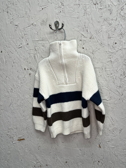 EUC Zara 2-3yr Cream, Navy & Brown Stripe Knit Sweater