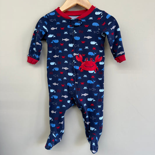 EUC Carters 3-6M Navy & Red Sea Creature Zip Sleeper