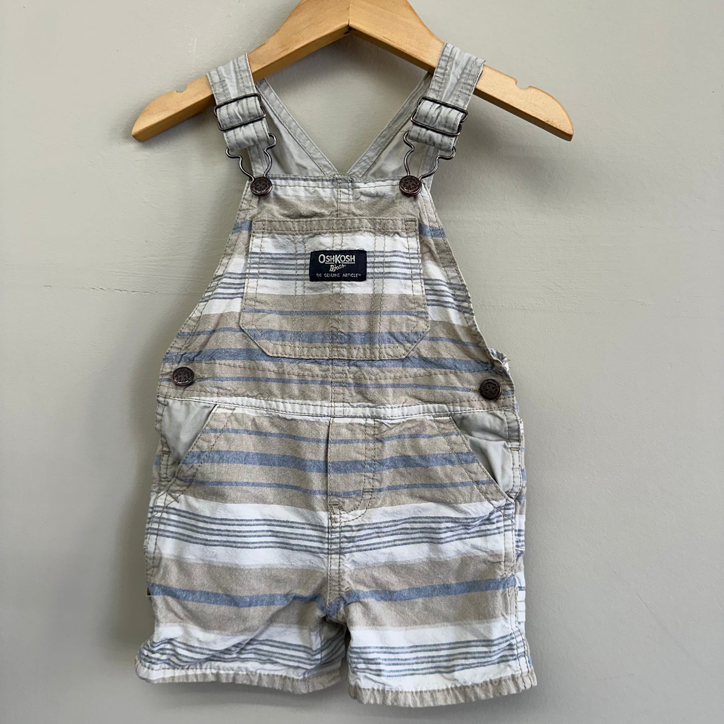 EUC OshKosh 12M Brown & Blue Plaid Overall Shorts