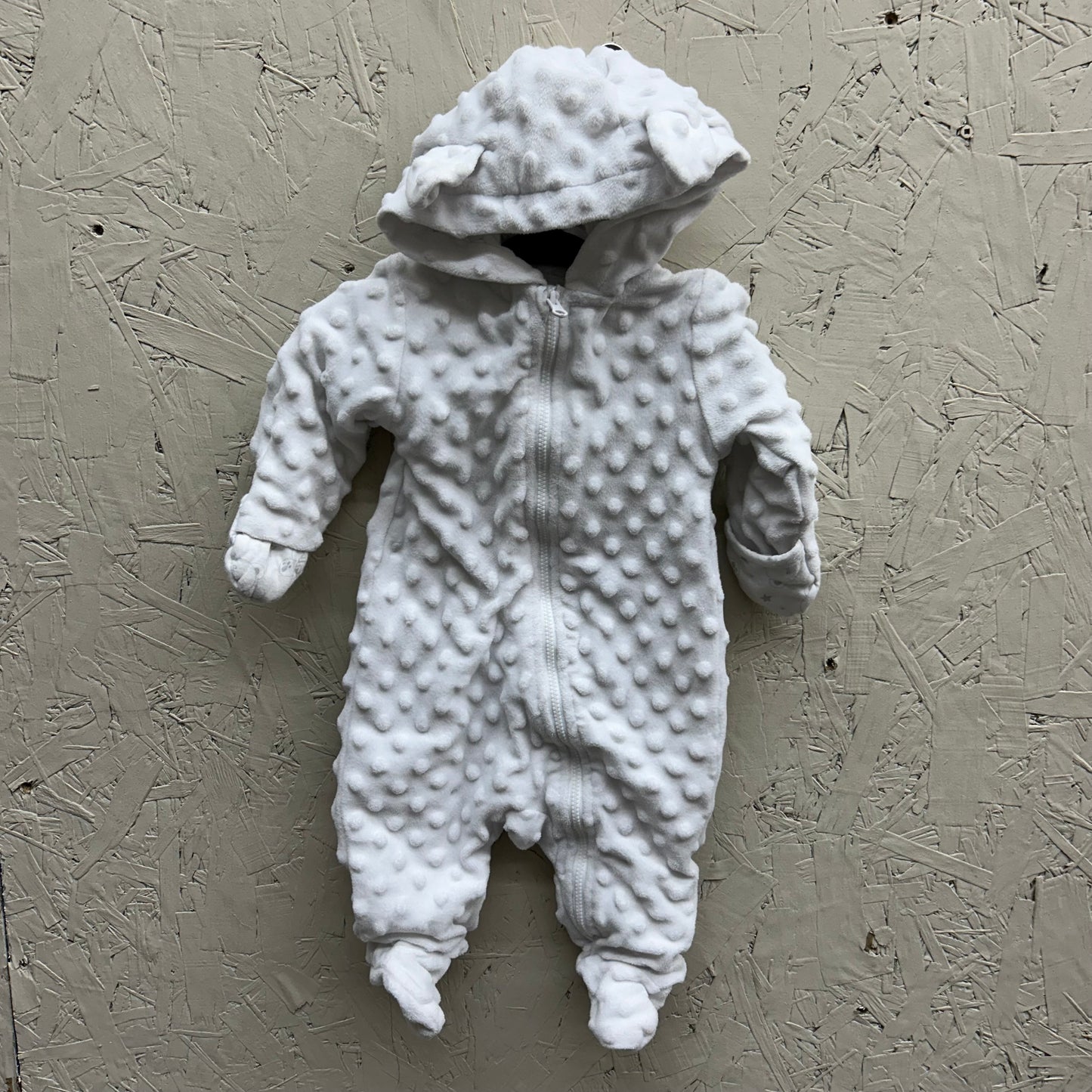 EUC George 6M White Fleece Hooded Sleeper