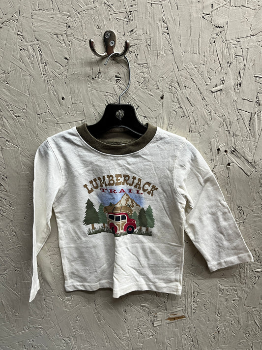 EUC B.T Kids 2T White “Lumber Jack Trail” LS Shirt