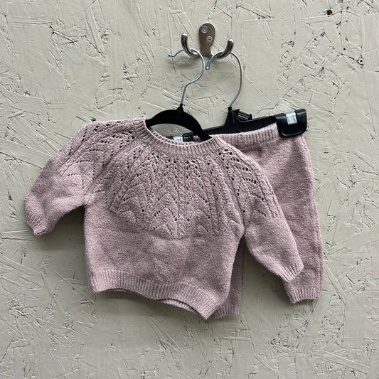 EUC Old Navy 0-3M Blush Pink 2Pc Knit Legging and Sweater Set