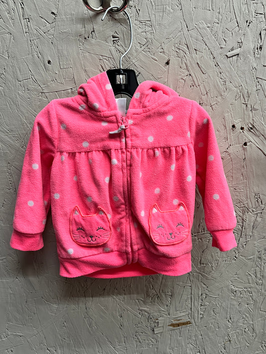 EUC Carters 9M Pink Zip Up Hoodie with Kitten Pockets