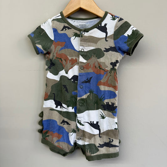 EUC Carters 12M Green Camo Dino Short Romper