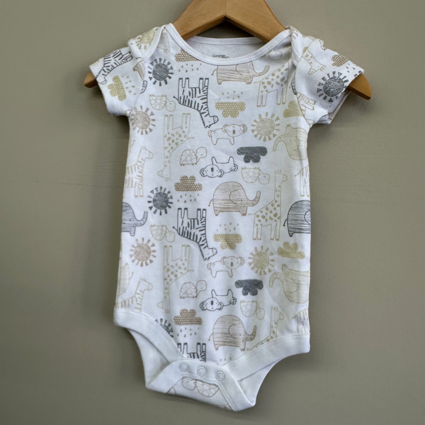 EUC George 3-6M Ivory Zoo Onesie