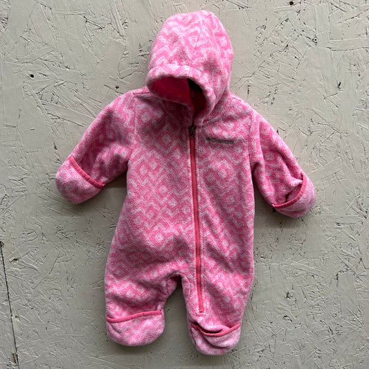 EUC Columbia 3-6M Pink Hooded Zipped Front Fleece Pram