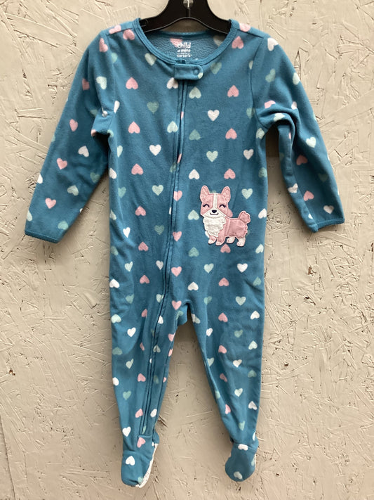 EUC Carter’s 3T Blue Sleeper with Hearts