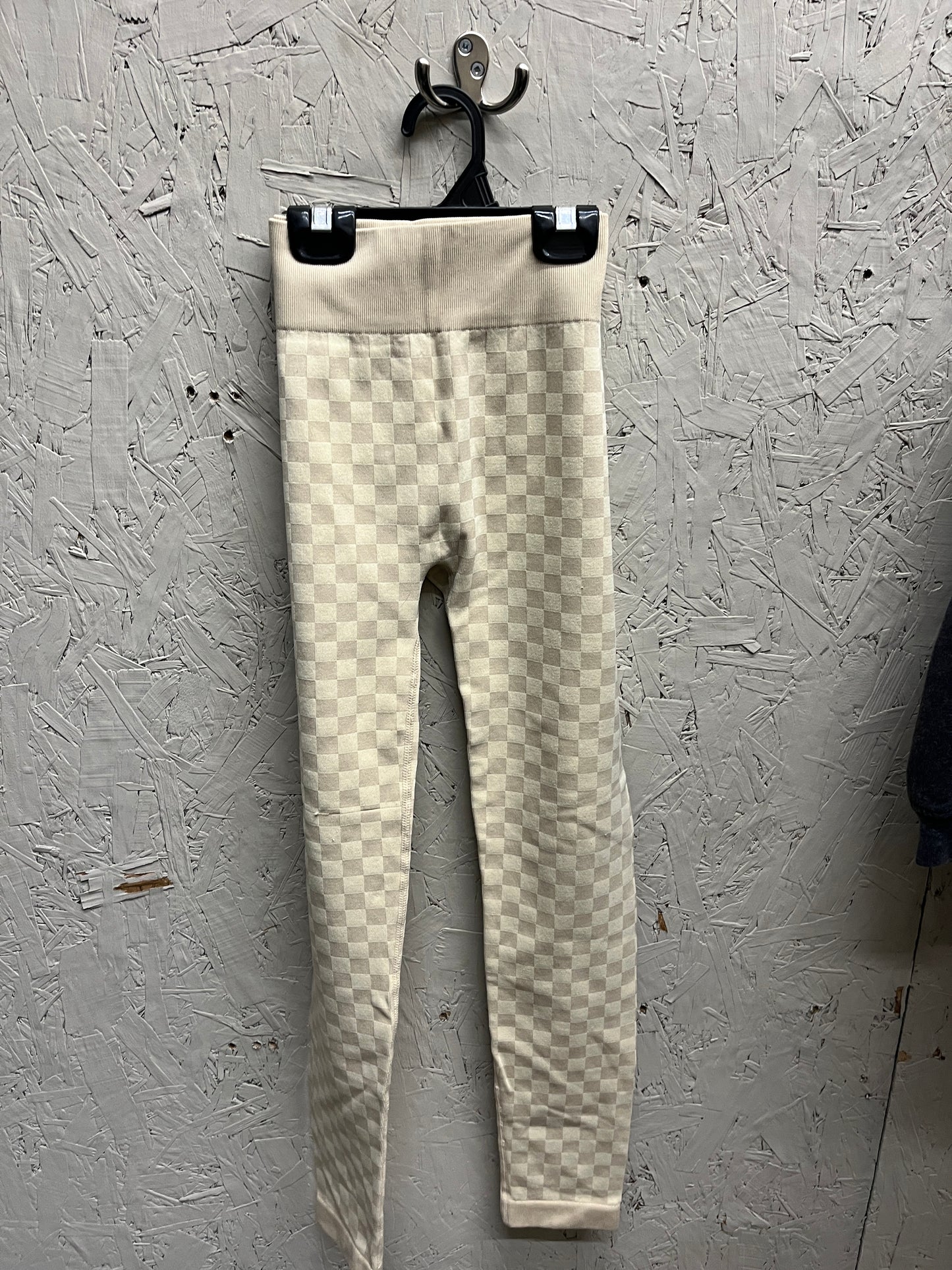 EUC Ardene XS/S Cream Checkered Leggings