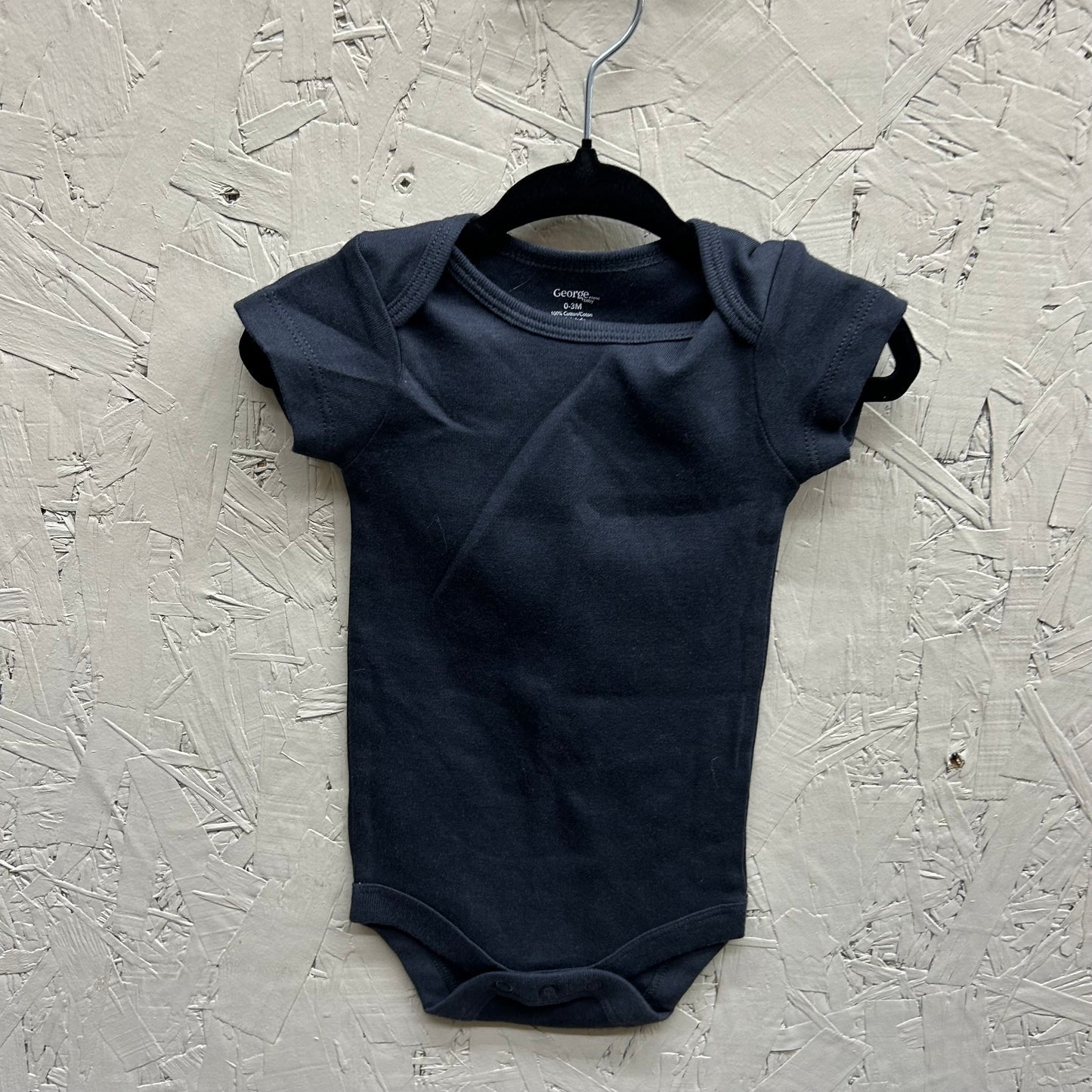 EUC George 0-3M Black SS Onesie