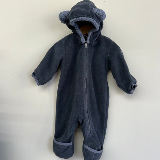 EUC Columbia 3-6M Grey Bear Hooded Fleece ZipFront Jumper Suit