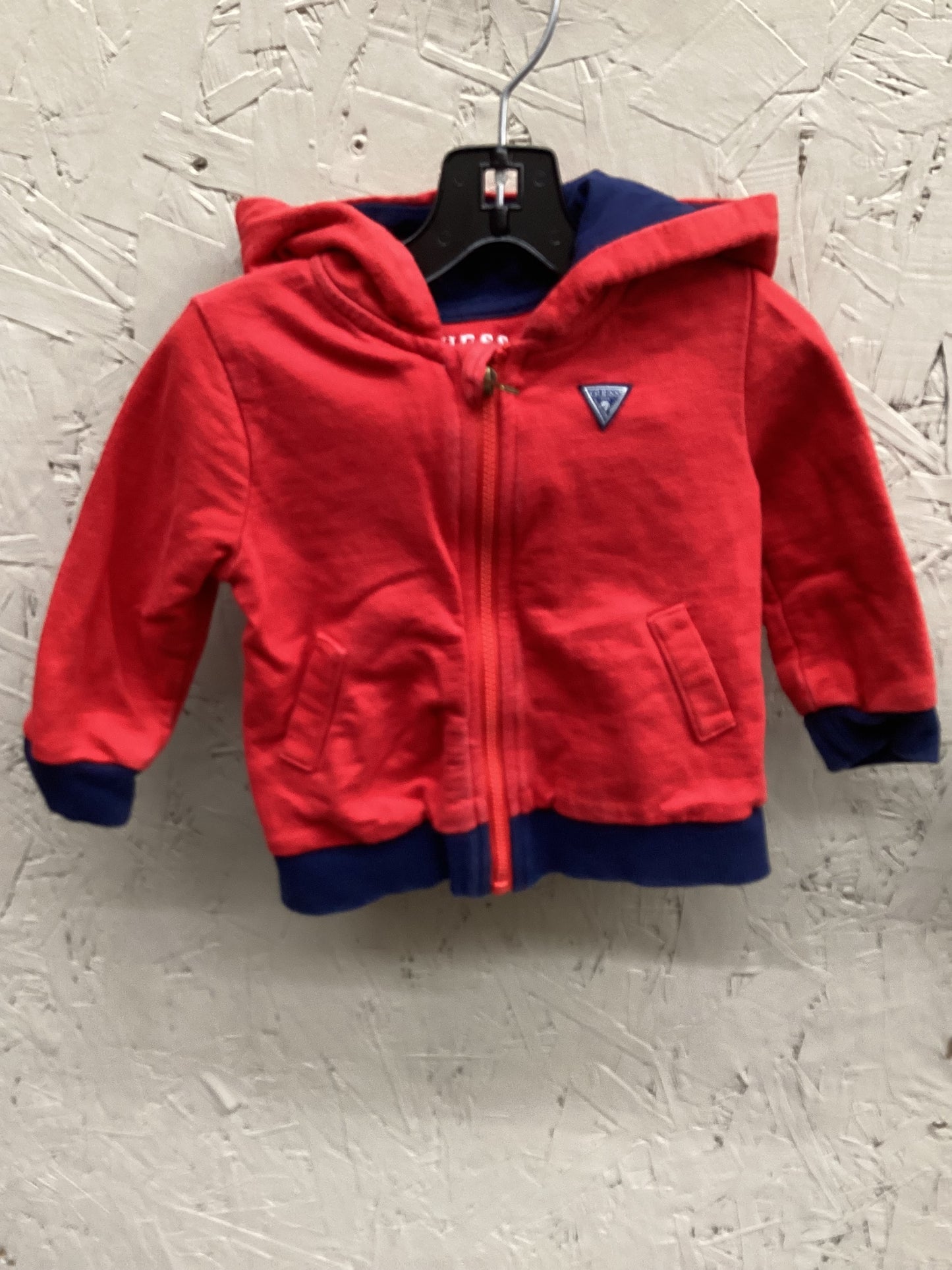 EUC Guess 6-9M Red/Navy Zip Up Hoodie