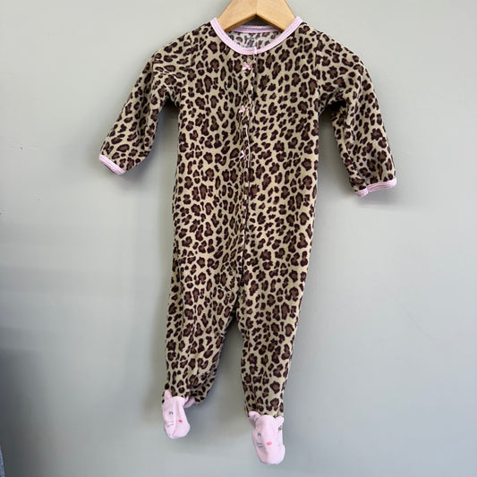 EUC Carters 9M Tan Leopard Print Button Front Sleeper