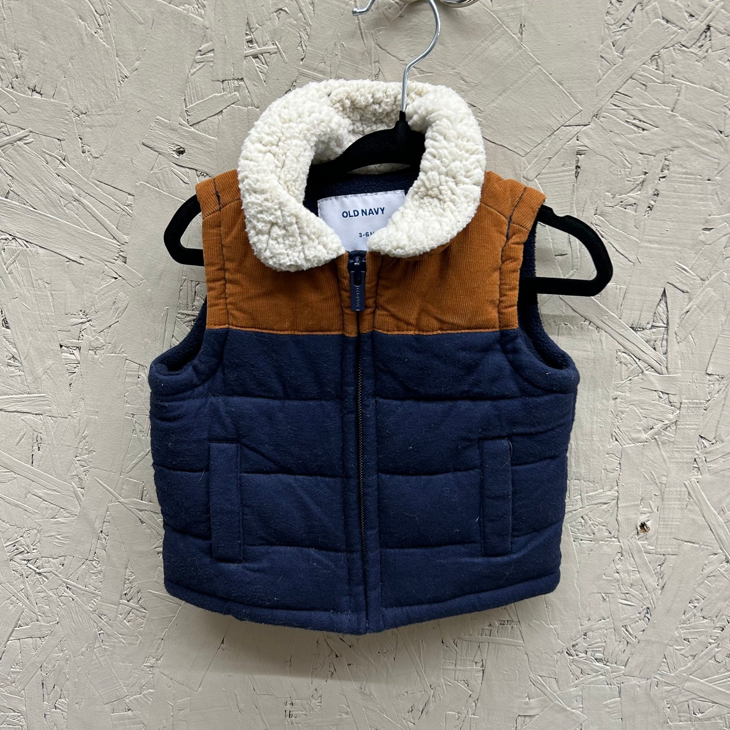 EUC Old Navy 3-6M Rust & Navy Fleece Lined Vest