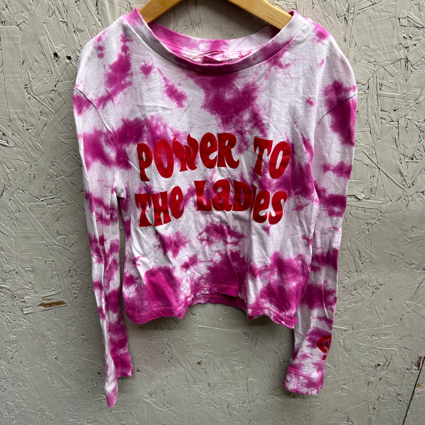 EUC Bluenotes XS Pink Tie-Dye Long Sleeve “Power To The Ladies”