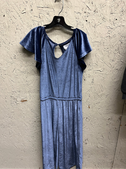 EUC Old Navy L (10-12Y) Navy Velour SS Jumpsuit