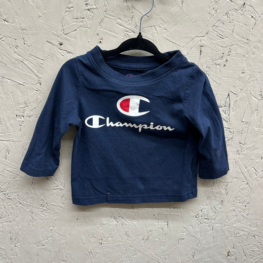 EUC Champion 12M Navy Ls T-Shirt “Champion” Logo