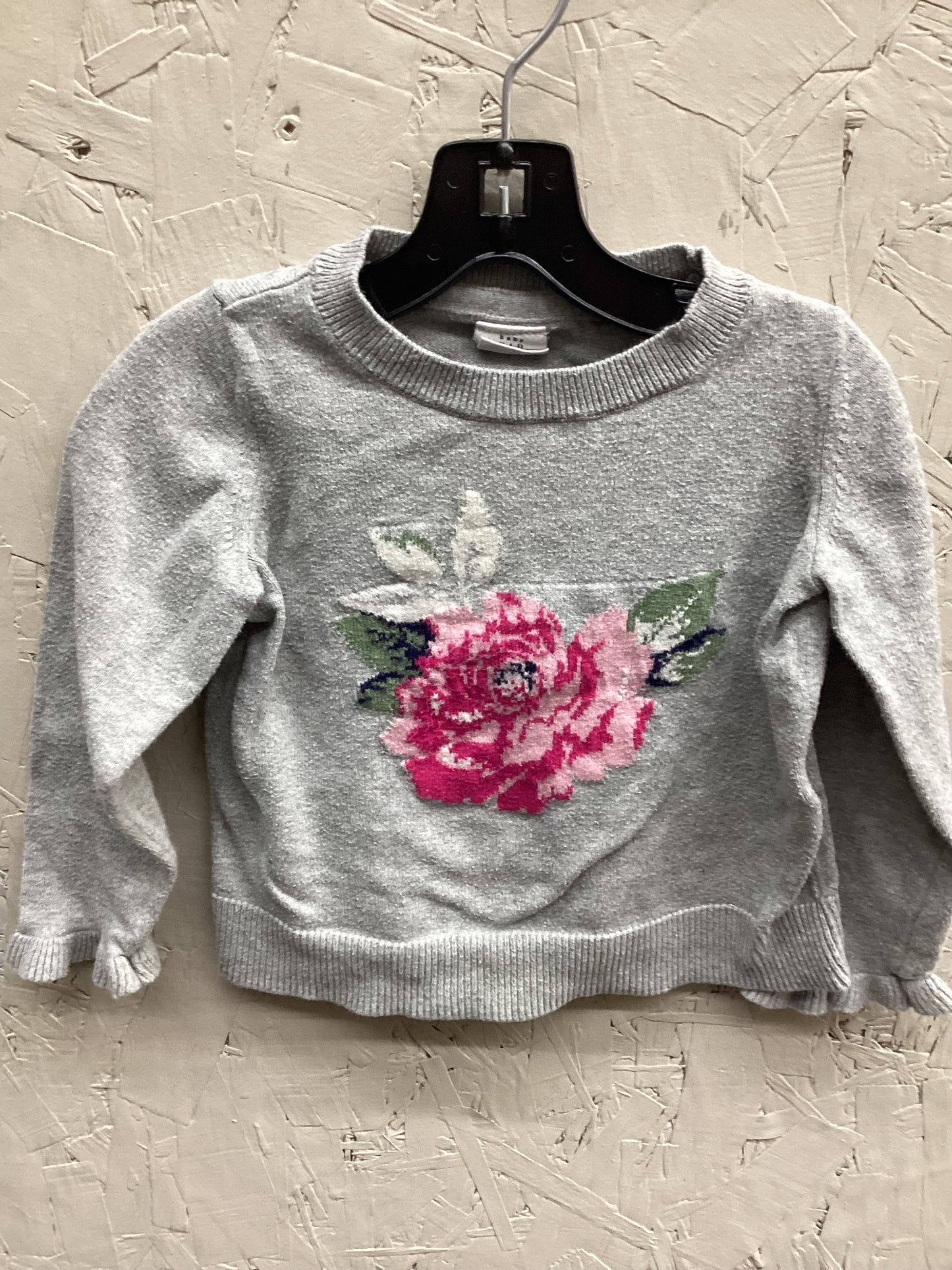 EUC Baby Gap 2T Grey Sweater with Rose