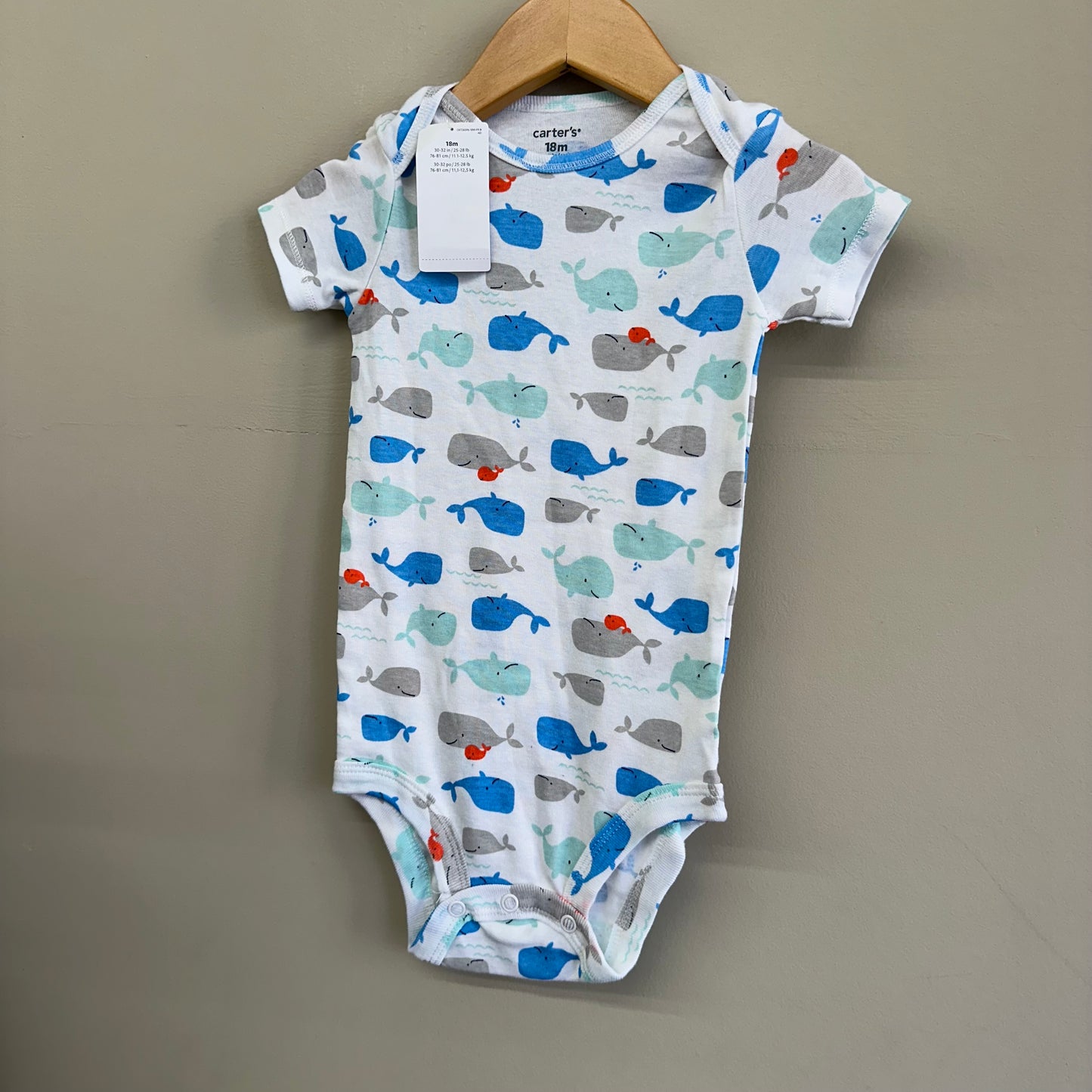 NWT Carters 18M White Fish & Whale Onesie