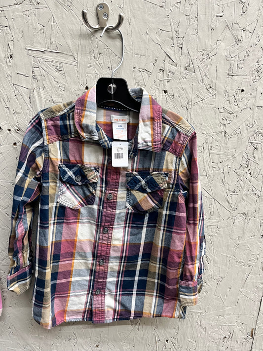 EUC Joe Fresh 4-5T Coloured Plaid Button Up LS